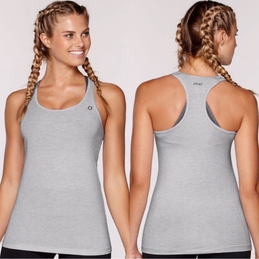Lorna Jane Skills Active Racerback Tank Top Grey Marl Small Workout Activeweaf